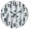 24 inches Over-sized Large Antique Vintage Whitewashed Gray Solid Pine Wood Decorative Wall Clock