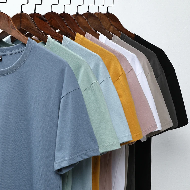 

230G heavy solid color short-sleeved T-shirt solid color round neck half-sleeved cotton bottoming shirt top can be customized, Multi