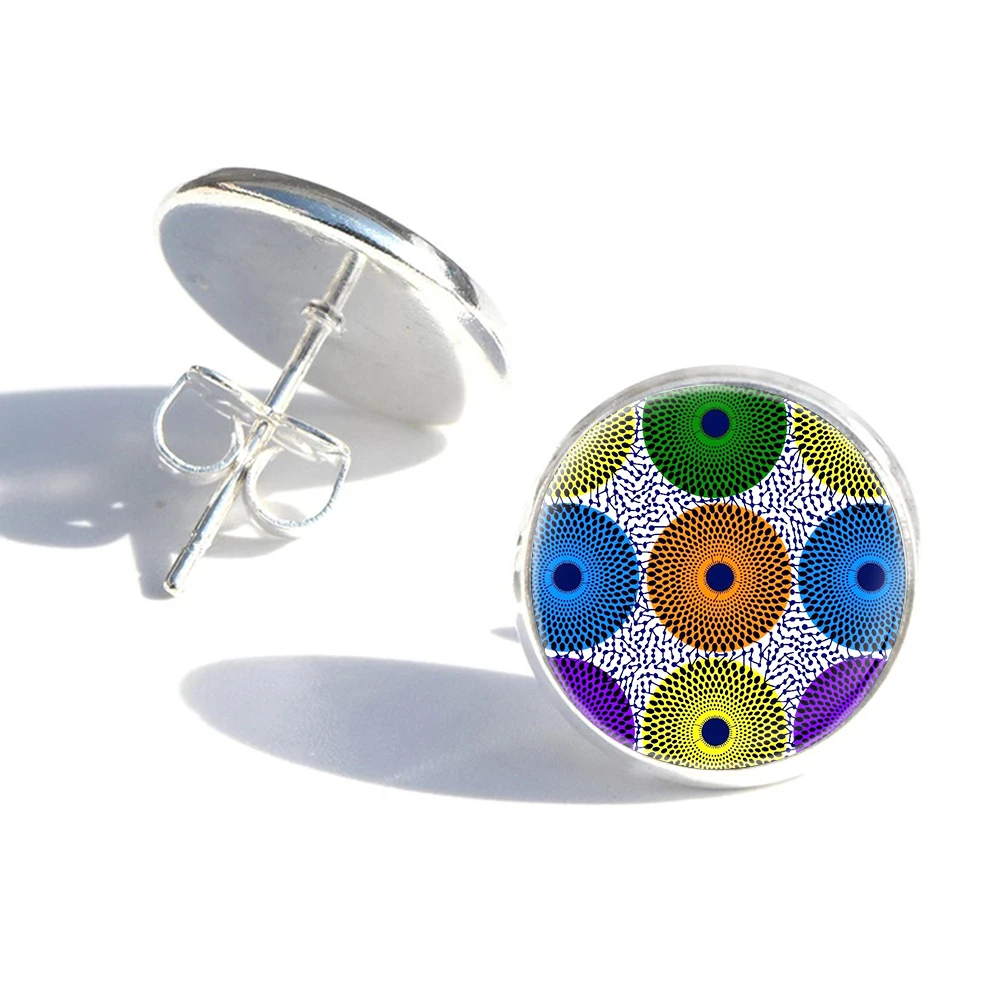 

Small African Print Ear Stud Stylish Earrings Ankara Pattern Low MOQ High-quality New Arrival Earrings, As pictures