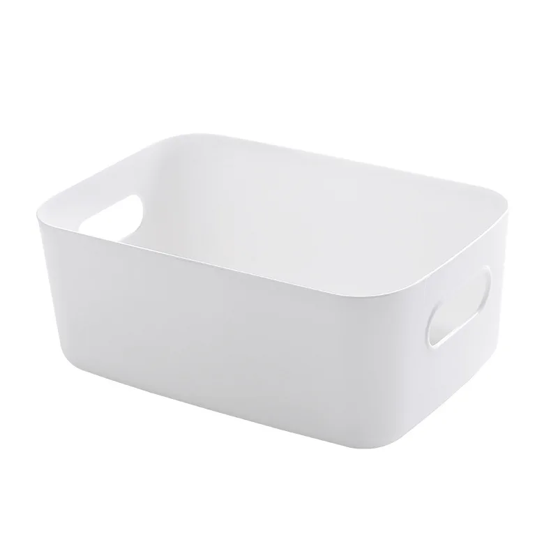 

Snack Toy Storage Basket Household Items Sundries Desktop Food Fruit Container Cosmetic Organizer No Lid Plastic Storage Box, White,grey