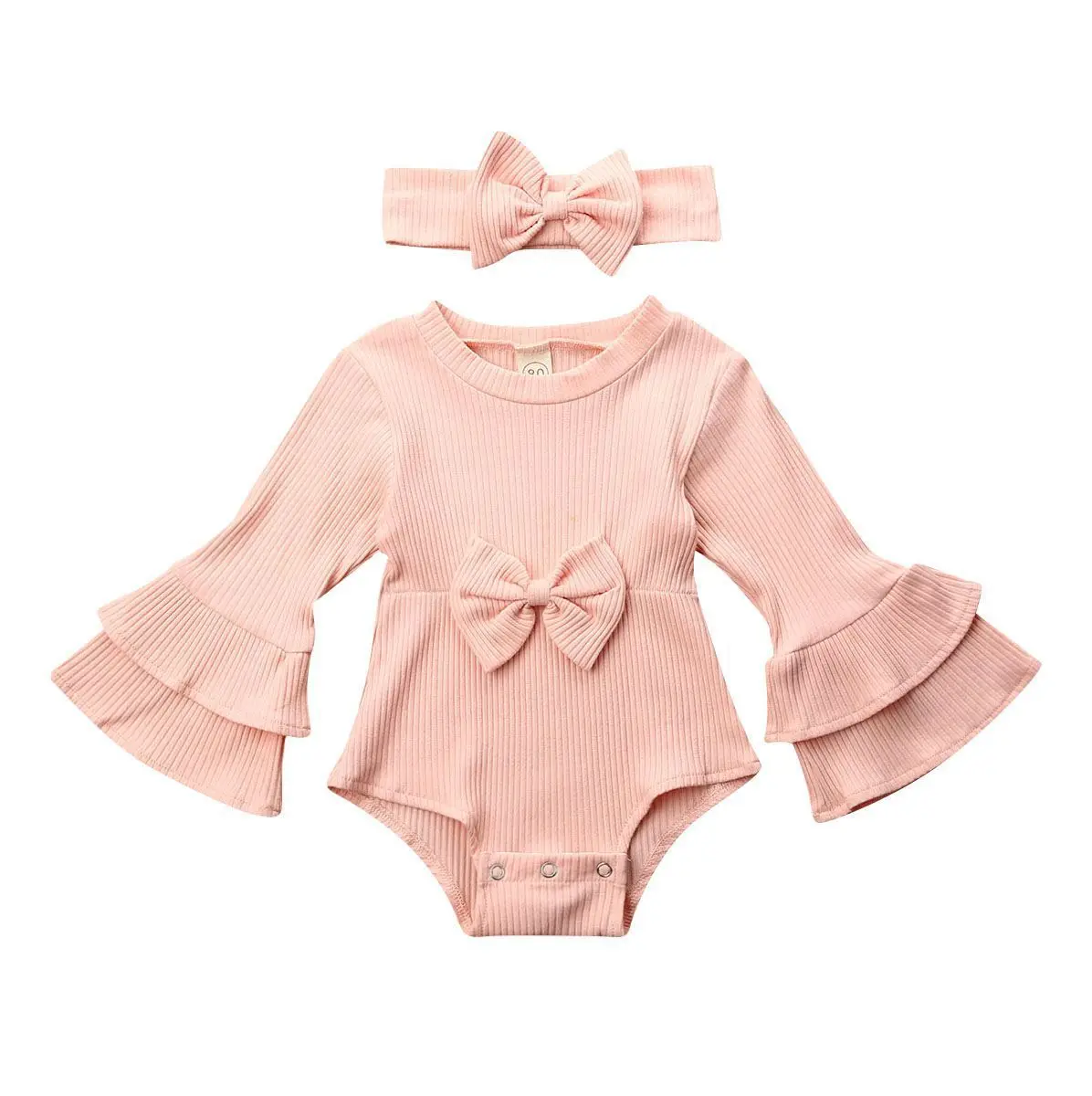 

Infant Spring Autumn Clothes Fashion Style Unisex Baby Boy Girl Long Sleeve Ruffle Romper Bodysuit, As picture