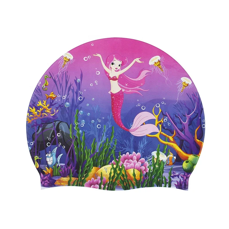 

shark shape waterproof silicone swimming cap for kids, Pantone color
