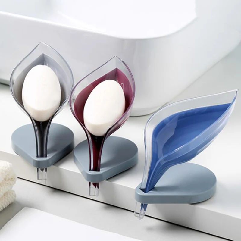 

Drain Soap Dish Storage Box Soap Holder Wall-mounted Bathroom Accessories, Light grey,purple,sky blue