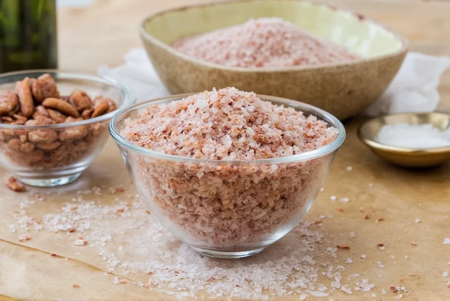 Various brands of smoked salt lined up on a countertop