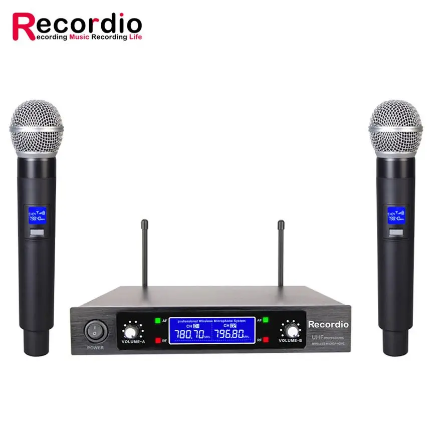 

GAW-V744 Hot Selling Ktv Dual Singing Mic With Low Price, Silver&black
