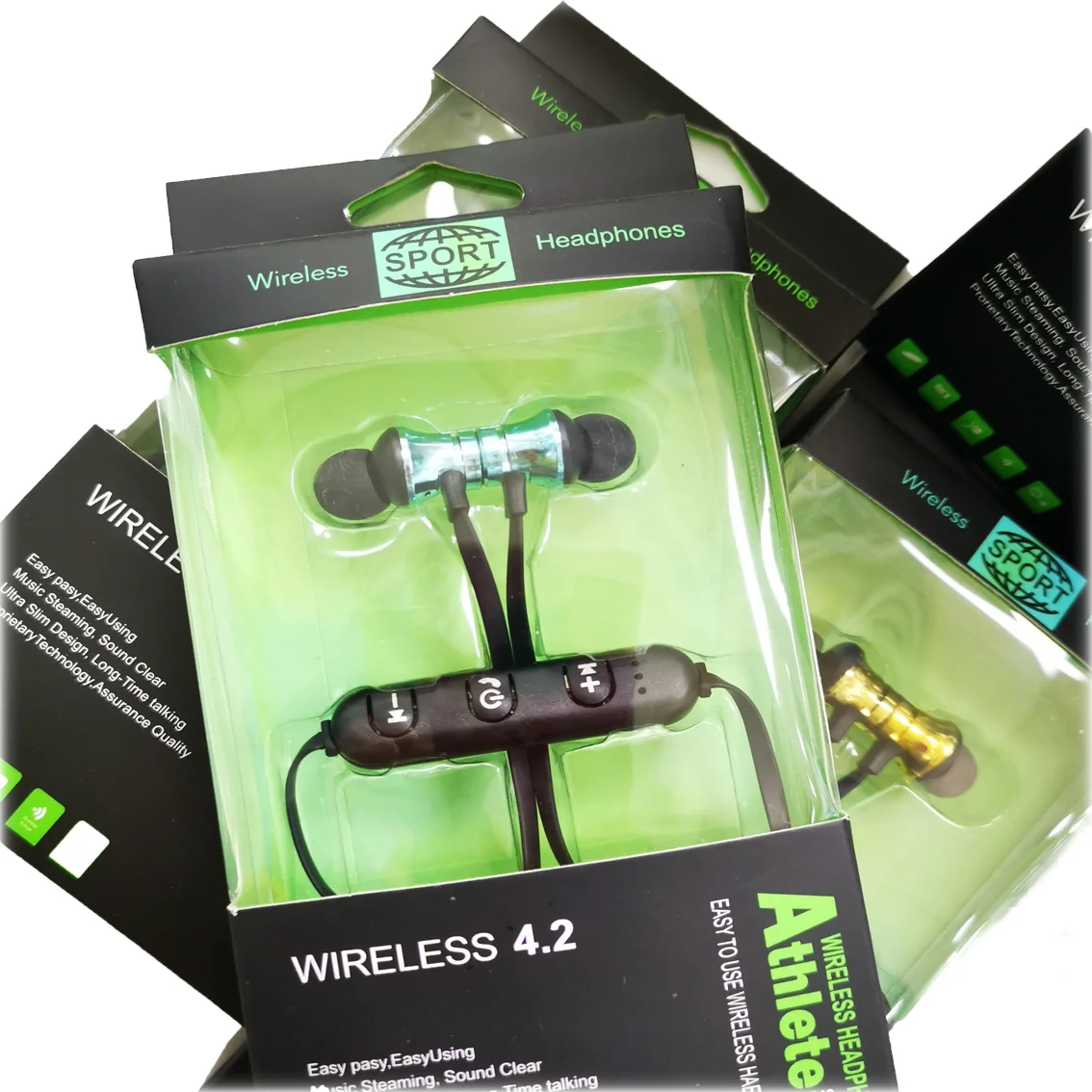 

Popular wireless neckband metal earphone sport mini wireless earphone