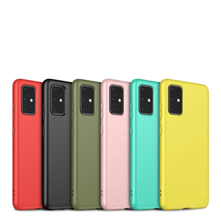 

New Wholesale Price Original Biodegradable Mobile Cell Phone Wheat Straw TPU Case for Samsung S11 S20 S20E Back Case, Black, red , pink, blue , green , army