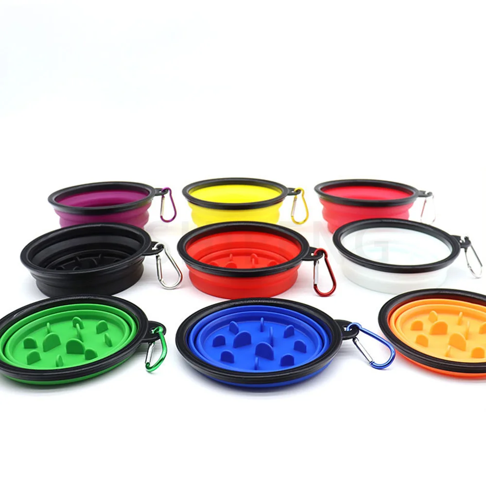 

Drop Shipping TPE Material Feeder With Hook Collapsible Slow Down Eating Food Feeding Pet Dog Foldable Food Bowl, Picture shows