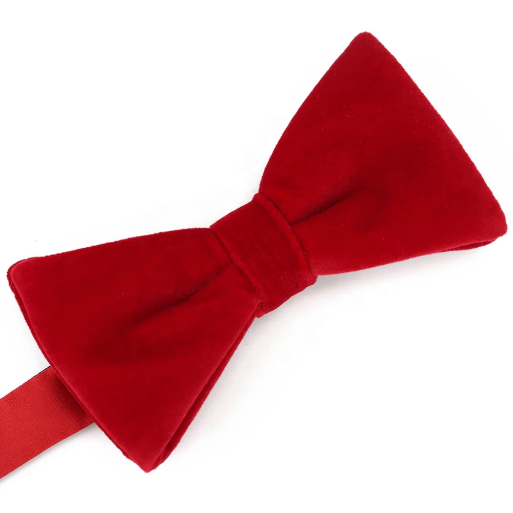 

XINLI Custom Red Polyester Solid Color Men Wedding Bowtie 2022 Velvet Bow Ties Designs