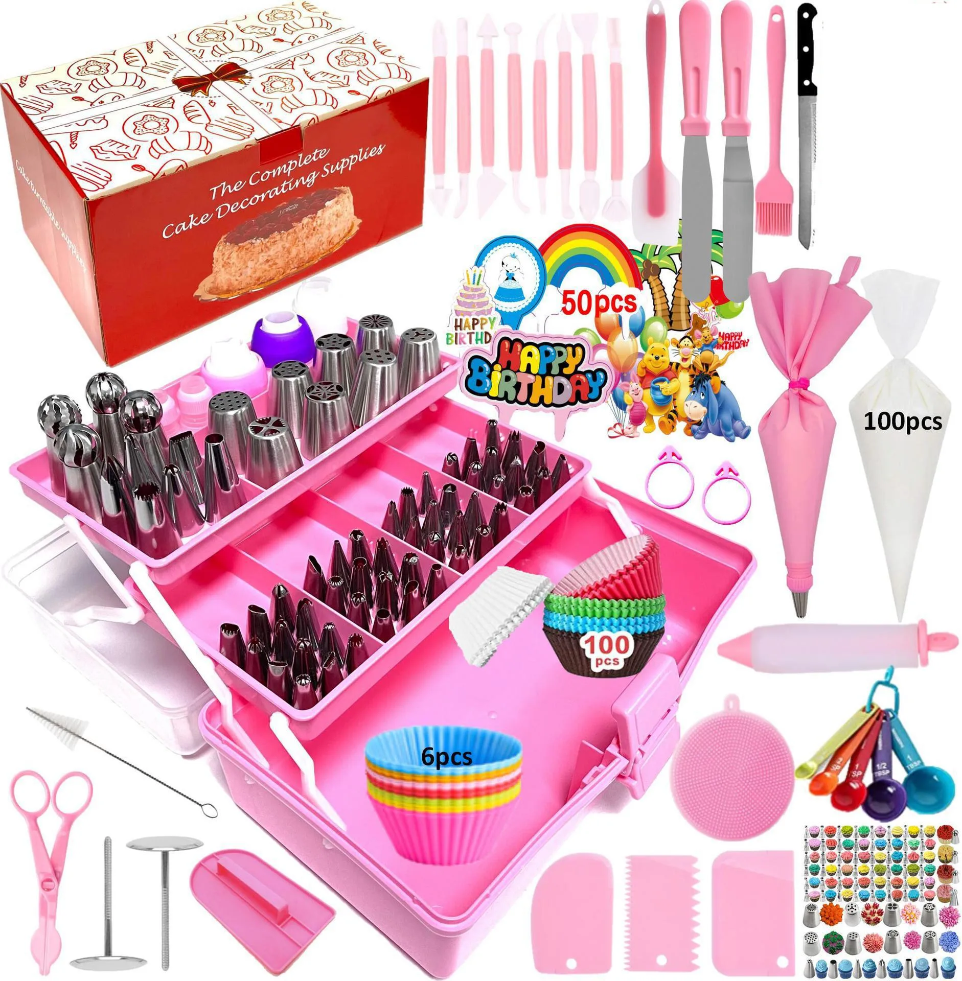 

AK 359pcs Cake Decorating Supplies Kit Piping Bags Tips Set Cake Decoration Kit Piping Tips Baking Pastry Tools 3-layer Box