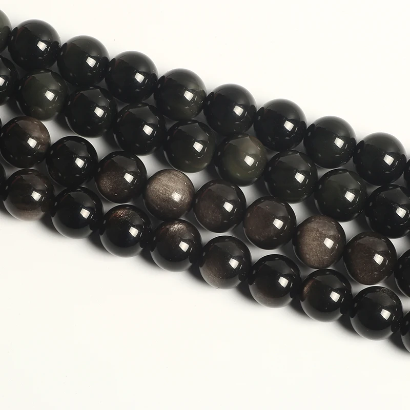 

AAA6-16mm Natural black obsidian Loose Beads for Jewelry Making Bracelet Natural DIY Gold Obsidian Beads, Pciture