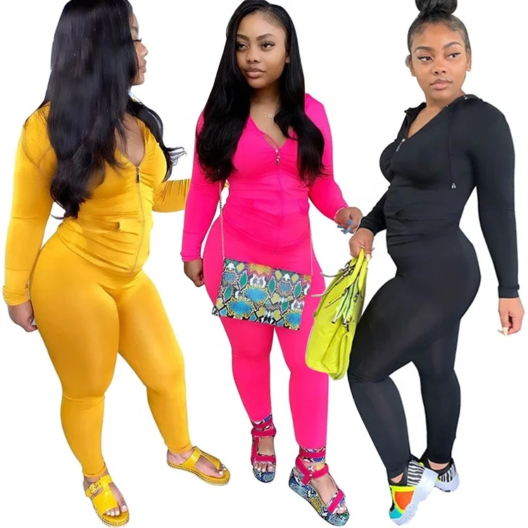 

Fall Apparel Sports Jogger Tracksuits Long Sleeve Pants Hoodie Clothing 2 Piece Set Women, Black,blue,orange,pink,red,wine red,yellow