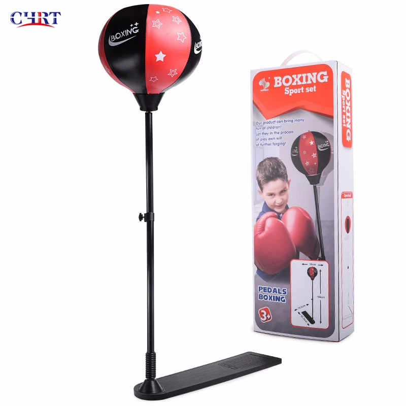 

CHRT Ground High Density Punching Kids Boxing toys Punching Bag Inflatable Standing Kick Boxing with Pedal, Red black