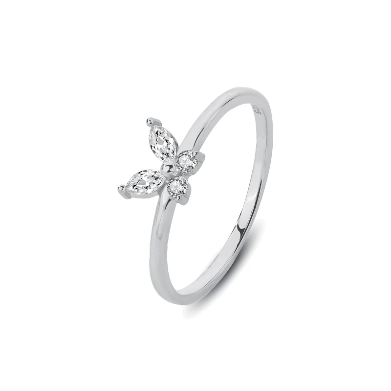 

Pretty Delicate Gemstone Filled Ring Settings 925 Sterling Silver Cheap Cubic Zirconia Butterfly Rings Jewelry