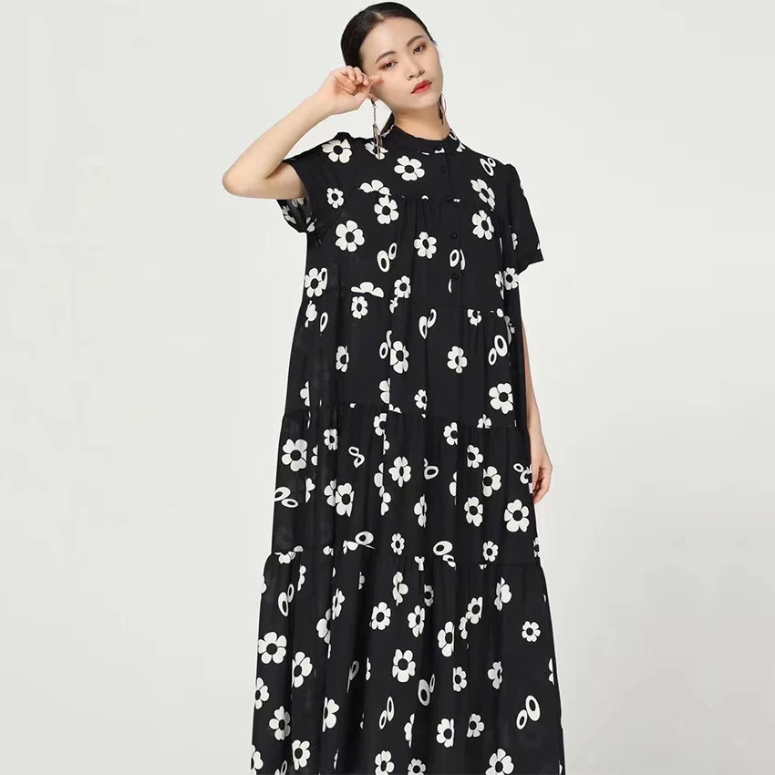 

Woman Spring Autumn Long Sleeve Fashion Casual V-Neck Elegant summer womens maxi dress 2020, Black,white