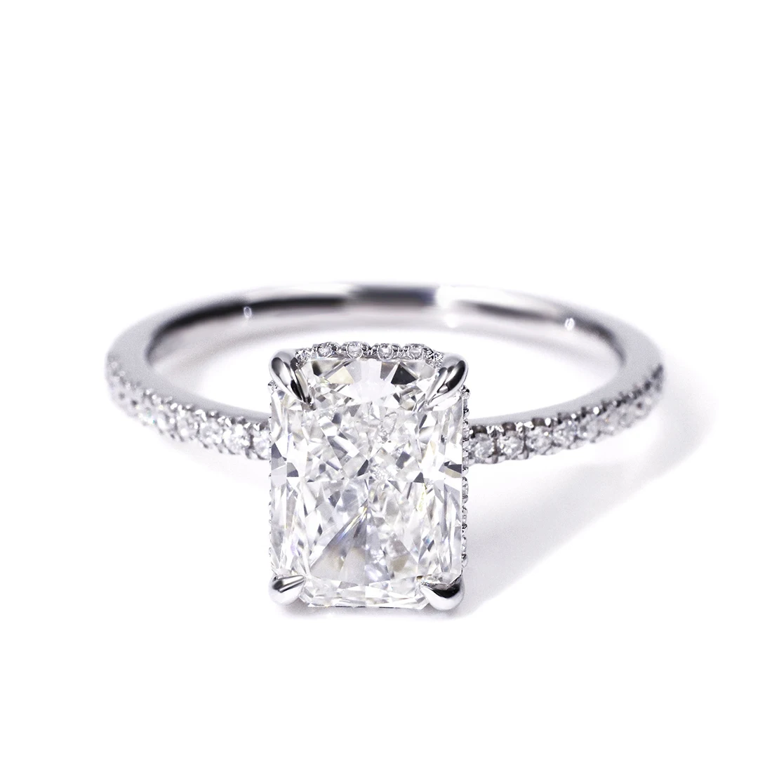 

Tianyu gems 14k solid white gold setting radiant cut lab diamond cvd 2.30ct H VS2 jewelry ring instock