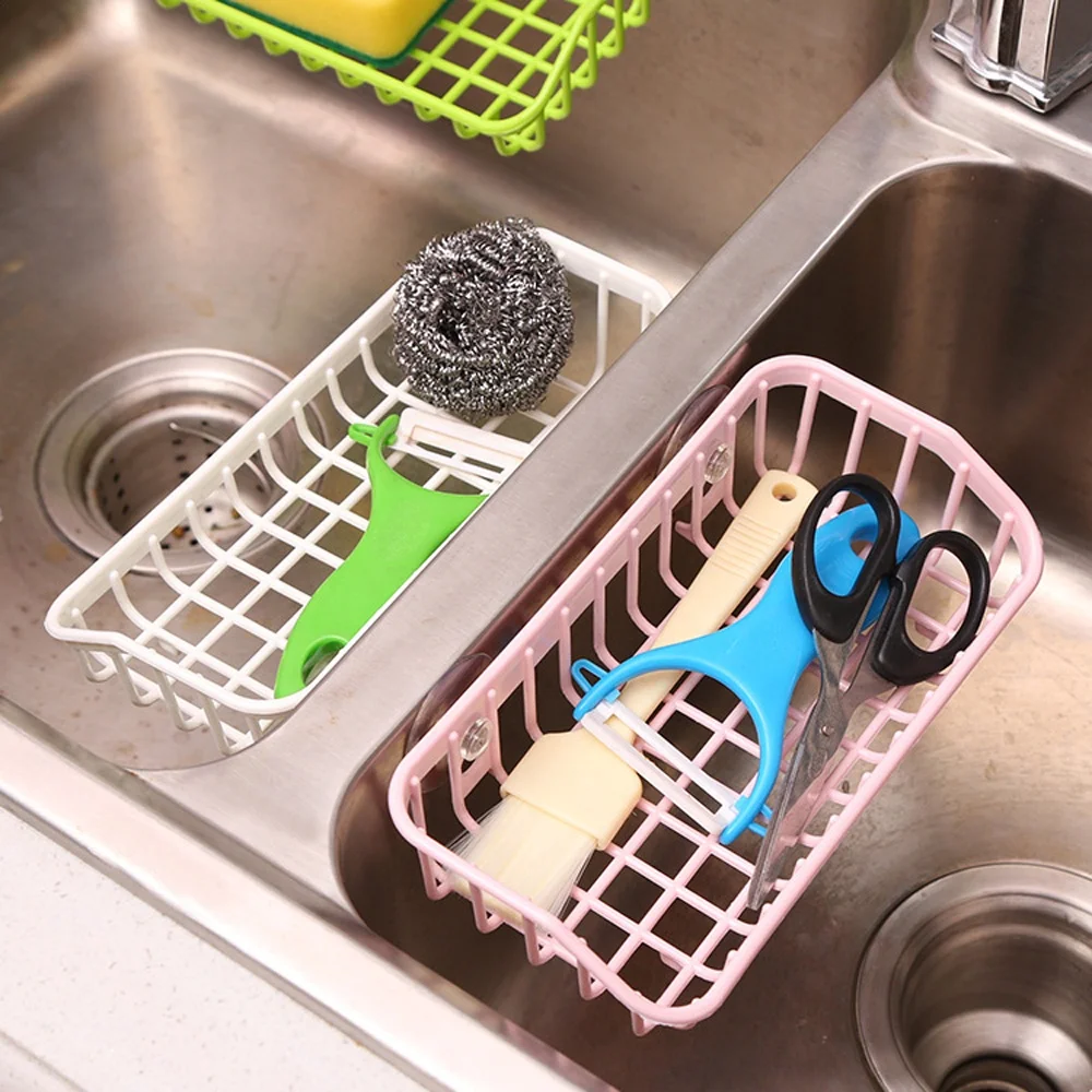 

Durable Suction Cup Dishwashing Sponge Holder Hanging Storage Rack Drain Rack Sink Shelf Kitchen Accessories