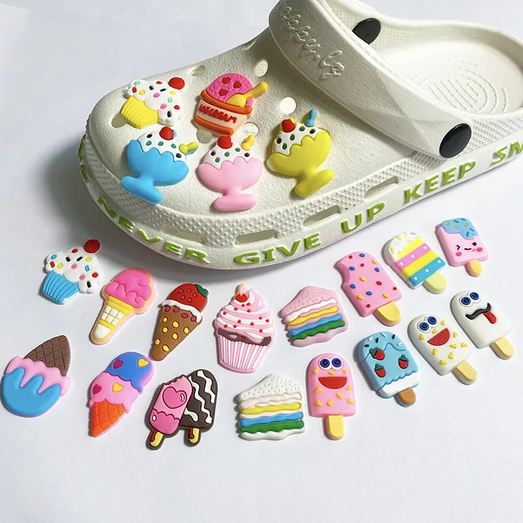 

Cartoon ice cream lovely PVC Clogs Shoes charm children crocodile shoes decoration