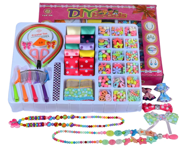 

Lovely crystal beads for jewelry making DIY kids children princess creative bow jewelry set