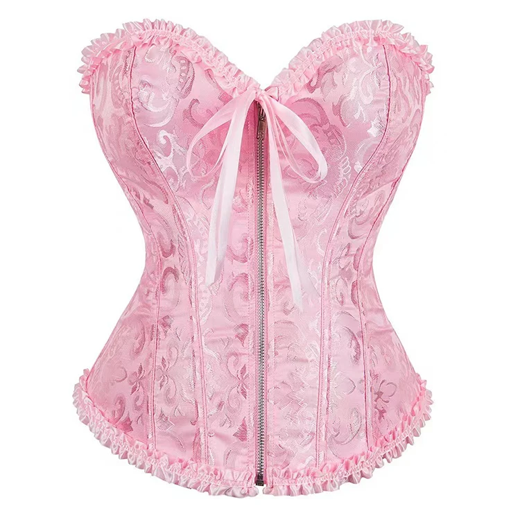 Corsets Bustiers Tops Sexy Women Black White Pink Blue Brown Crocheted Zip Vintage Style Corselet Overbust Eco-Friendly
