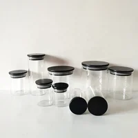 

New Year Handblown airtight glass jar with black lid