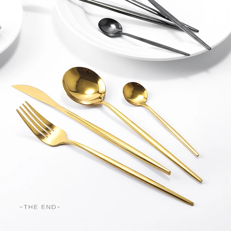 
Restaurant cheap silver fancy flatware set hotel silverware plated flatware stainless steel cutlery 