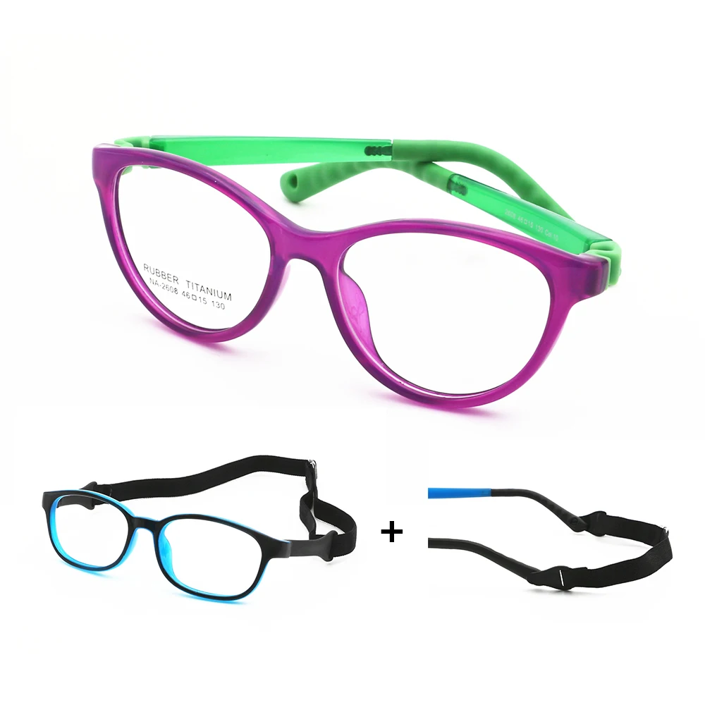 

Kids 2 in 1 Nano Indestructible Frames Silica TR90 Girls Cat Eye Glasses, 6 colors