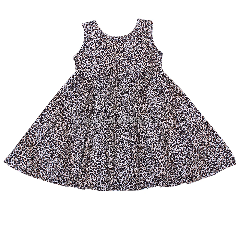 

Hot Selling Kids Summer Twirl Clothing Sleeveless Girl Leopard Print Dresses