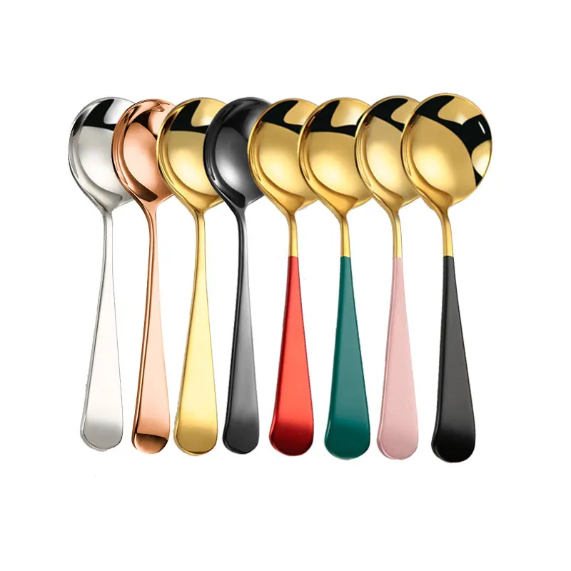 

Amazon top seller Custom Logo tableware Professional Coffee Tea Cupping Spoon Stainless Steel 304 Round Cupping Spoon, Colorful