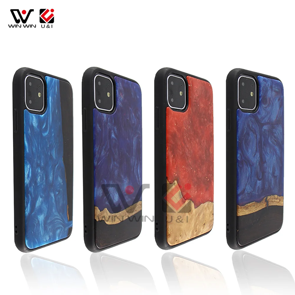 

Wholesale Hot Selling Resin Wooden Phone Case Accept Customized Red Blue Purple Resin Wooden Phone Cases For iPhone 11 Pro Max