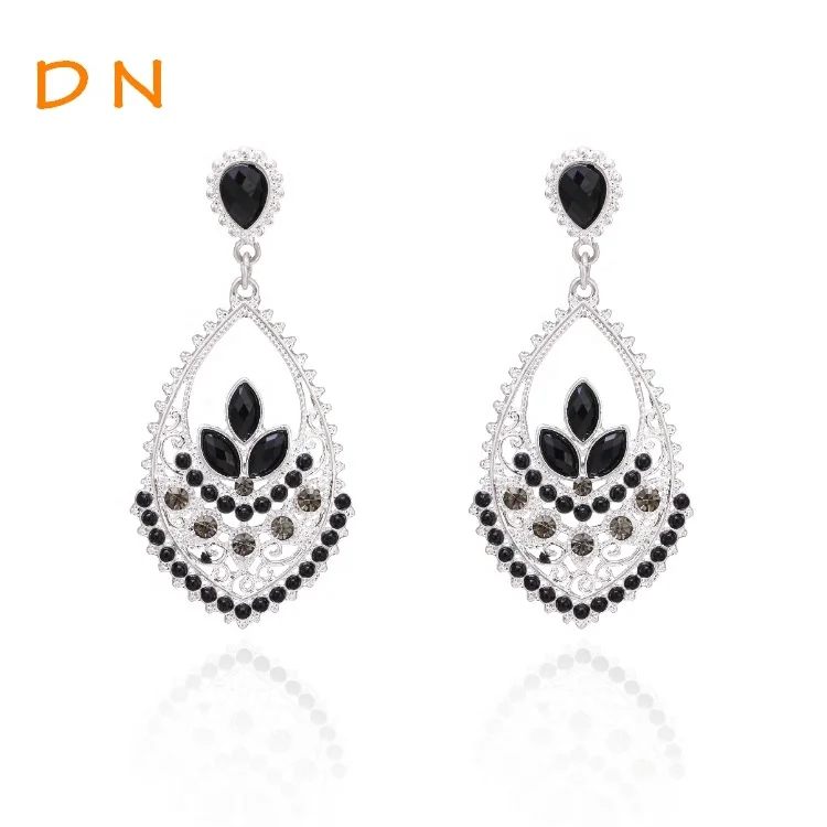 

Dina New Bohemia Palace Style Women Crystal Flower Leaves Statement Earrings In Europe, As you requested