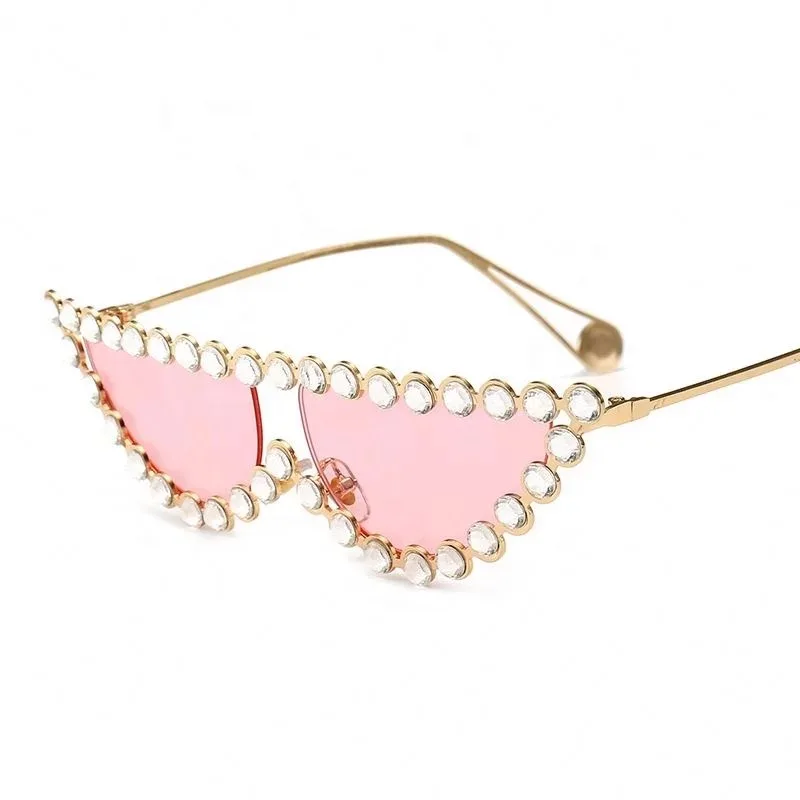 

Fashion new crystal luxury metal frame cateye sunglasses 2020 women