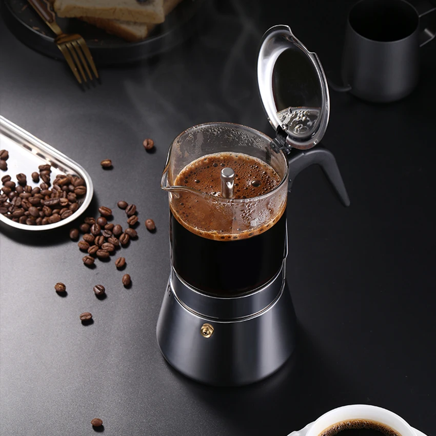 

Food Grade Heat-resistant High Borosilicate Glass Portable Coffee Machine Moka Pot