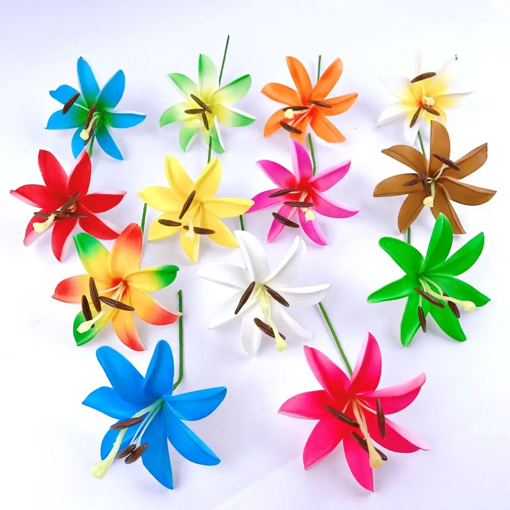 

Newest Artifical Multiple Colors Printed 10cm Lily Ear Pick Flower Hair Pick Foma Hair Accessories Women Hawaiian Party Gr