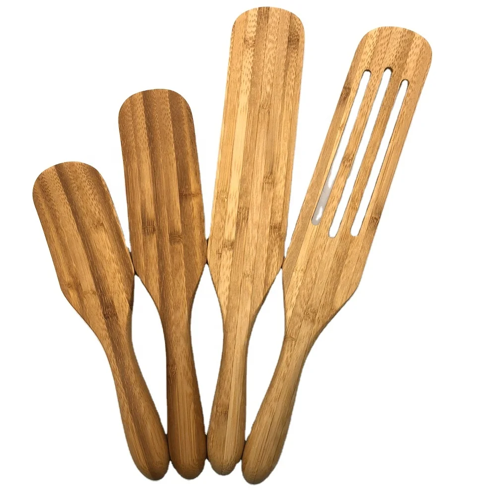

factory direct sale cheap price bamboo cooking spurtles 4pcs set, Natural