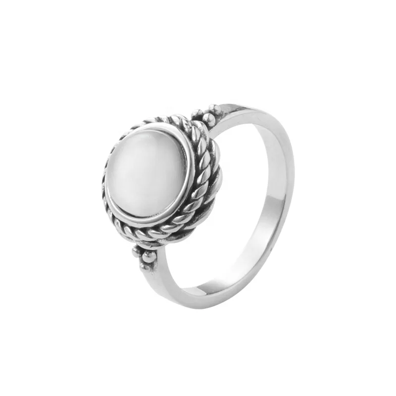 

Women jewelry Retro style Thai silver plated Agate rings silver 925