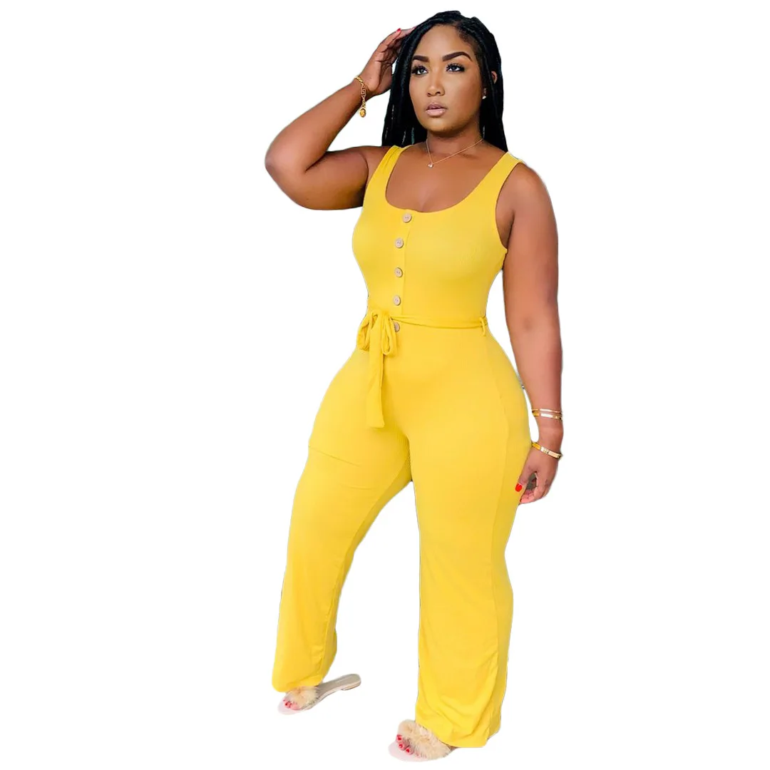 

Sleeveless Plus Size Women Button One Piece Romper Lady Bodycon Jumpsuits