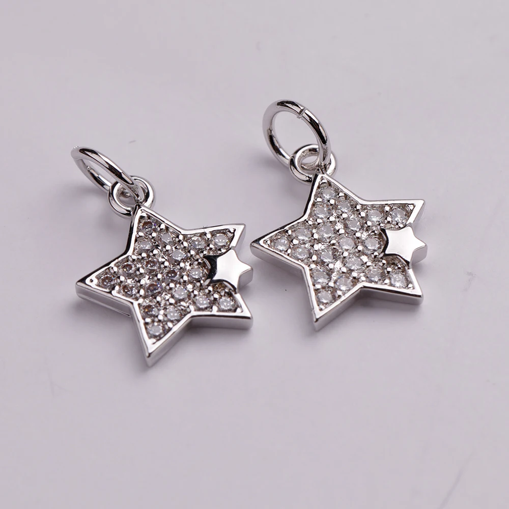 

Star Series Double Star Unique New Design Brass Zirconium Necklace Pendant, Picture