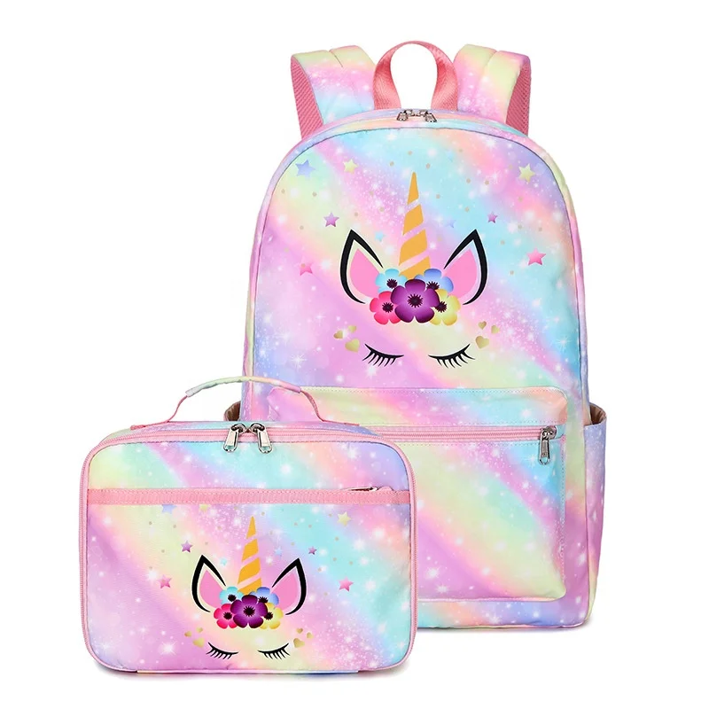 

Unicorn school bag set for girls with lunch bag school backpacks stylish student backpack tie dye kids girls backpacks