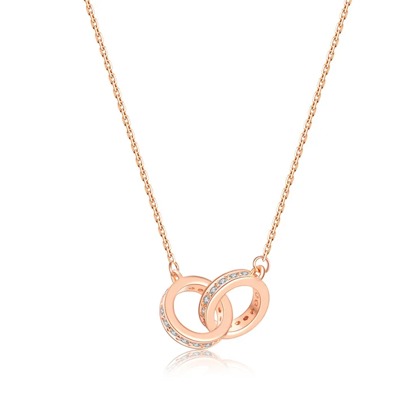 

Jewelry Gold Plated Double Ring Pendant Choker Necklace Stainless Steel Jewelry Wholesale