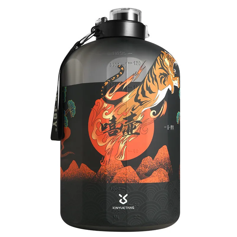 

2021 3.78LMotivational Fitness Sports Water Bottle with Time Marker & Fruit Infuser & Large Wide Mouth Leakproof Durable
