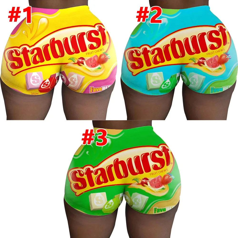 

Wholesale Hot Style snack tiktok shorts plus size sweet starburst booty short fashion pattern printed summer 2022 Candy Shorts, Picture color