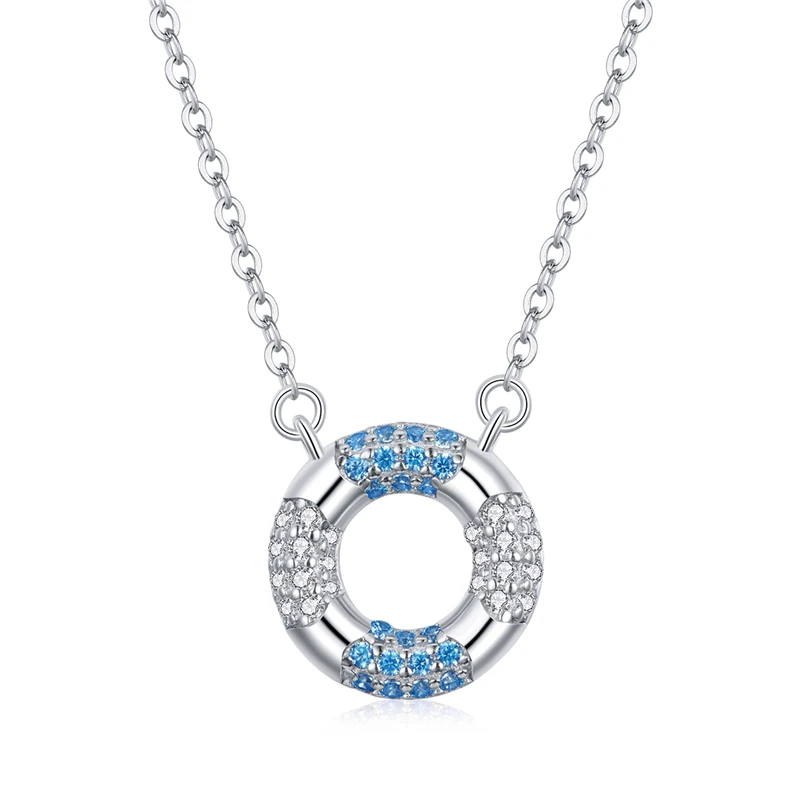 

SCN447 New arrival circle 925 sterling silver necklace with zircon