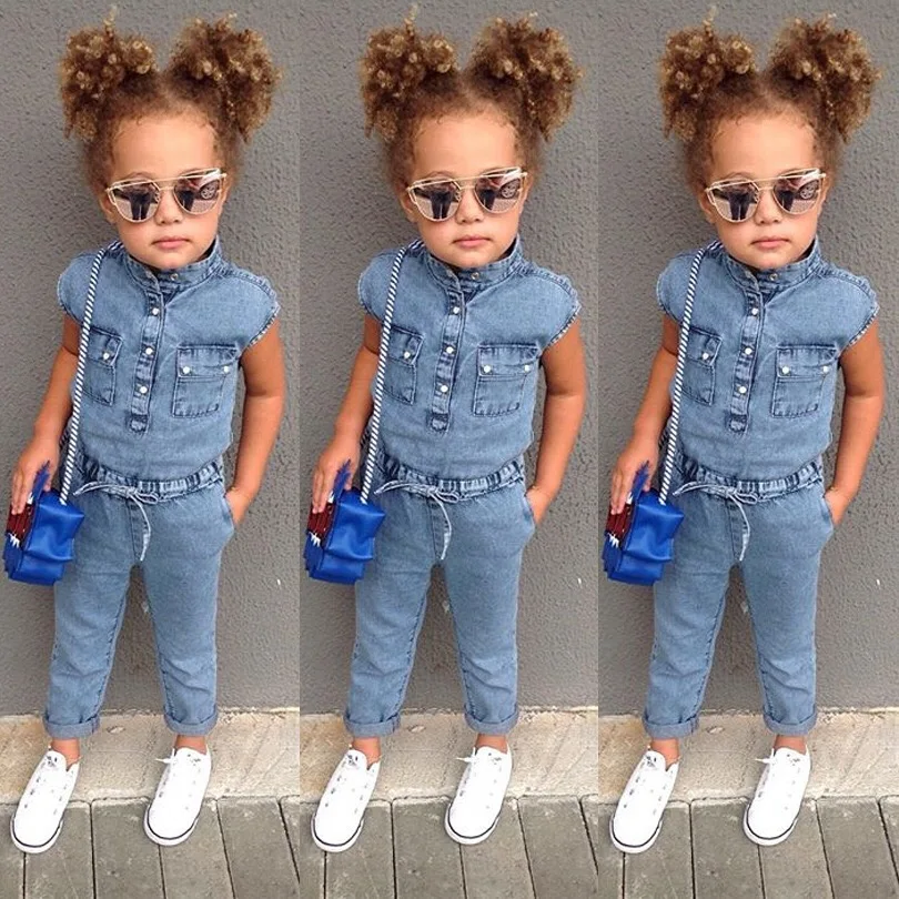 

Fasion Baby casual denim summer newborn girl boutique clothing set, Customized