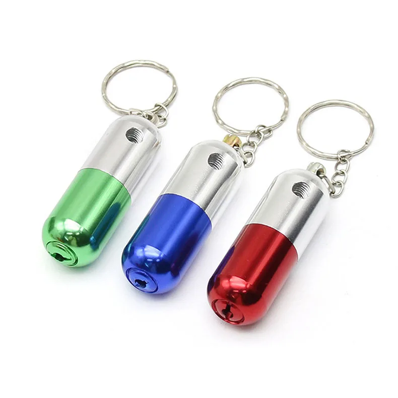 

Portable key ring metal pipe creative pill shape tobacco pipe pipes smoking accessories, As picture