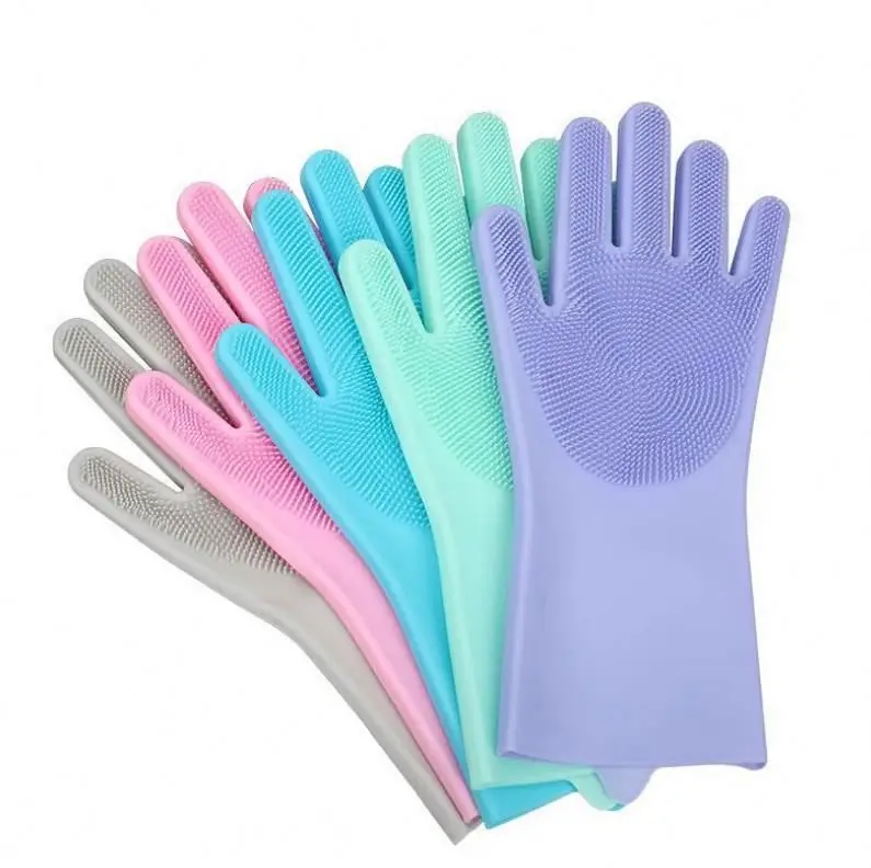 

Powder free vinyl reusable silicone dish washing rubber gloves