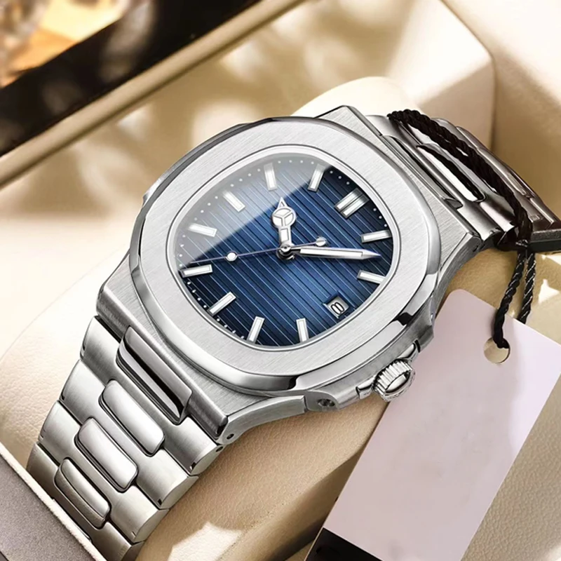 

Hot Business Calendar Stainless Steel Quartz Watches For Men Waterproof Luxury Watch Ultra-thin Reloj Pour Hombre