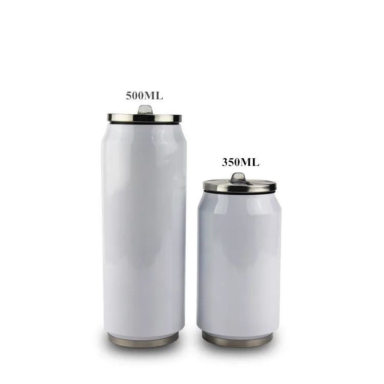 

DIY blank heat transfer coated cans sublimation insulated cups printable photo mug stainless steel vacuum cola bottle, Customized