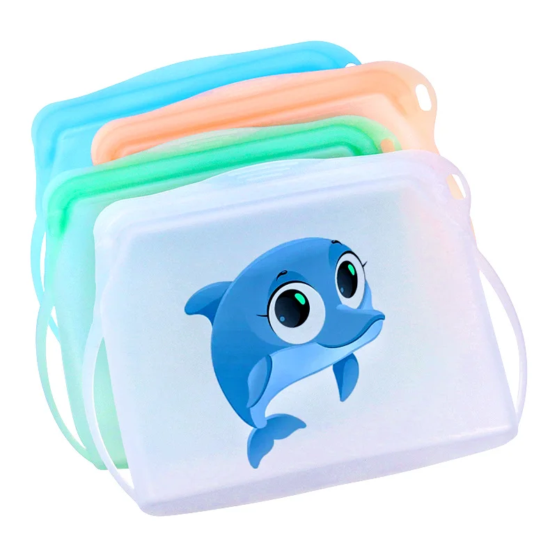 

BPA multi-size waterproof silicone food storage silicon zipper baby freezer bag pouches zip lock stand up bag pouch reusable set