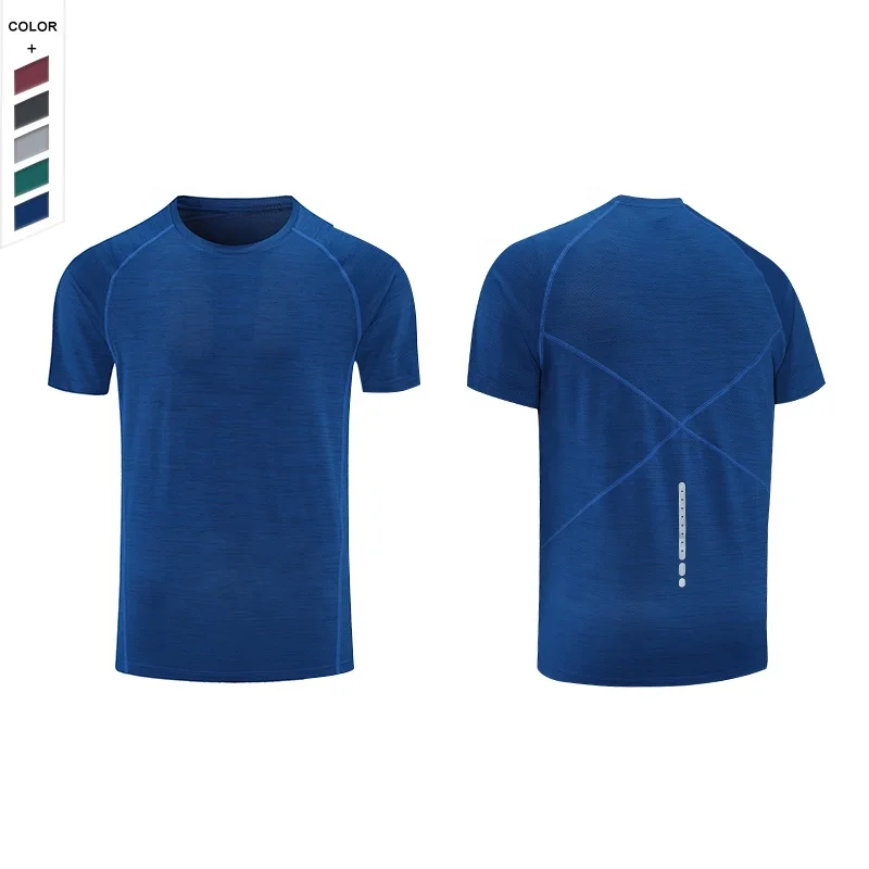 

Custom Men Running Shirt Crew Neck Athletic Reflective Stripe Quick Dry Body-Building Men's Workout Shirt